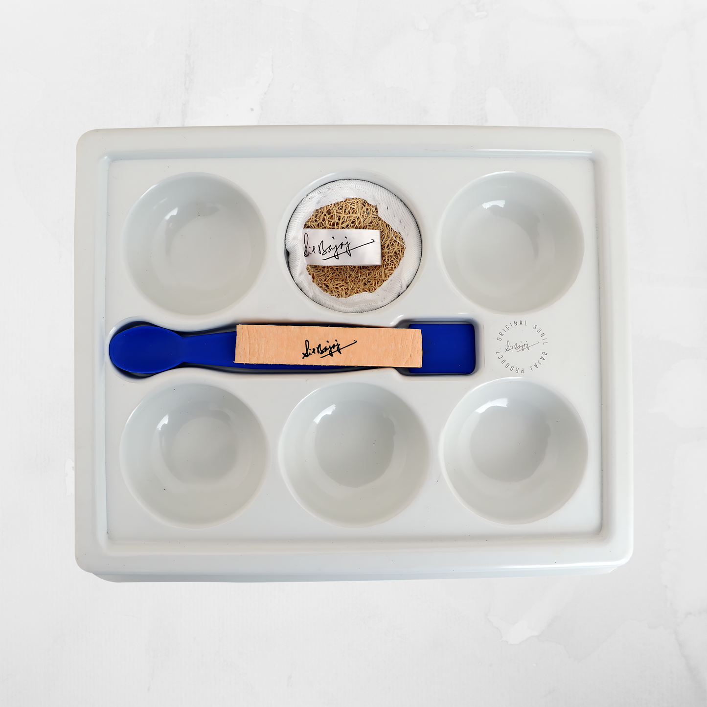 Facial Tray (6-Cavity Tray with Facial Scrub Pad, Pop up Sponge and Blue Spatula)