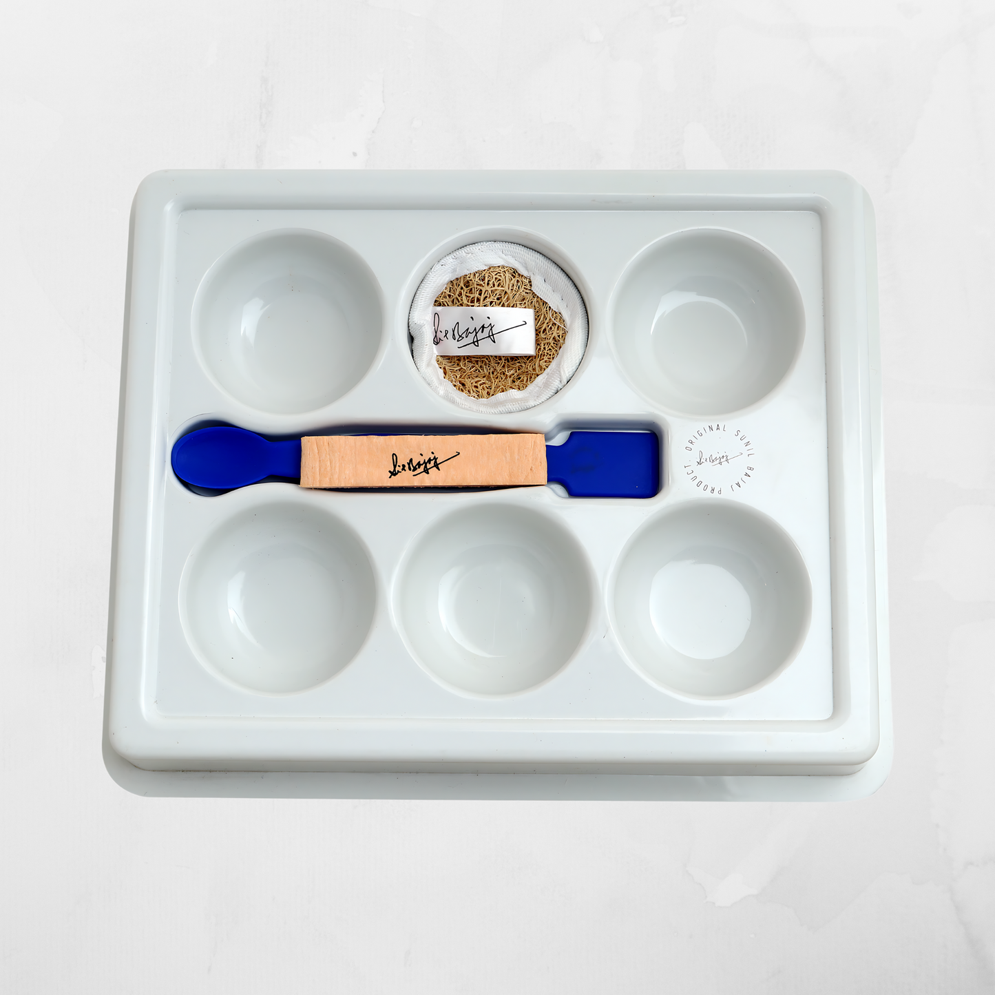 Facial Tray (6-Cavity Tray with Facial Scrub Pad, Pop up Sponge and Blue Spatula)