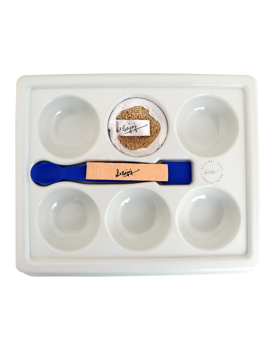 Facial Tray (6-Cavity Tray with Facial Scrub Pad, Pop up Sponge and Blue Spatula)