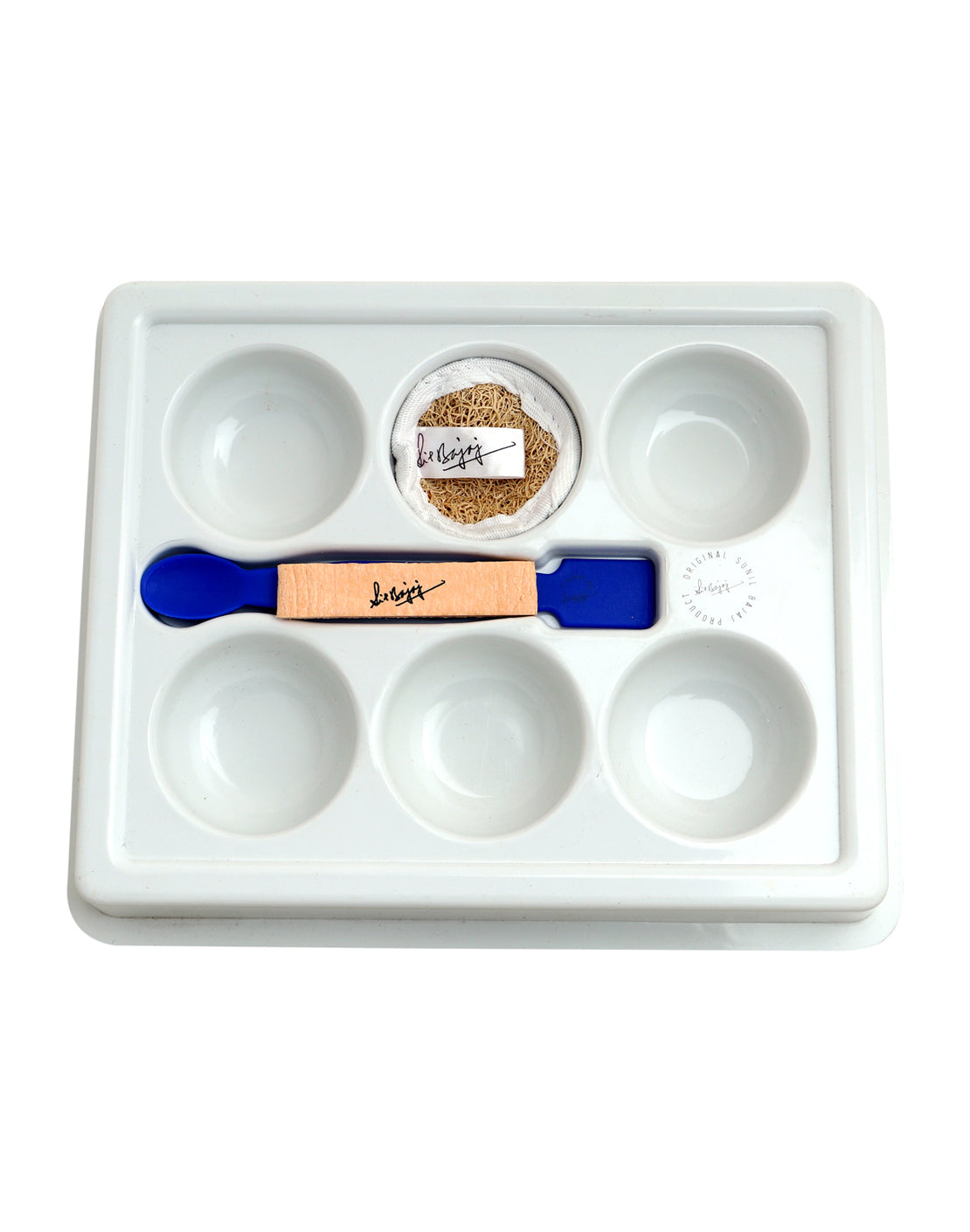 Facial Tray (6-Cavity Tray with Facial Scrub Pad, Pop up Sponge and Blue Spatula)