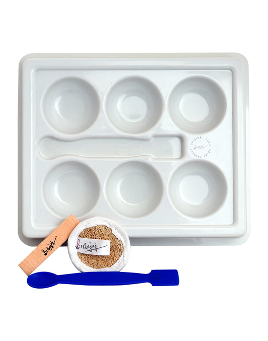 Facial Tray (6-Cavity Tray with Facial Scrub Pad, Pop up Sponge and Blue Spatula)